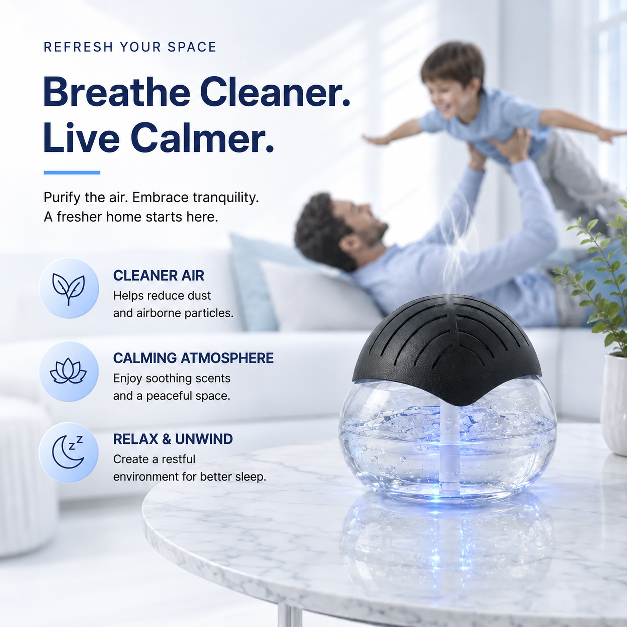 Water air purifier for a fresher and calmer home