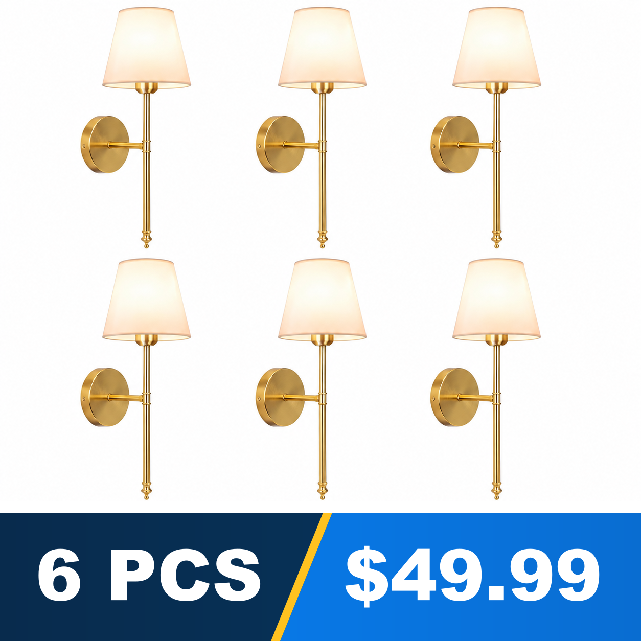Rechargeable RGB Wall Sconce Set with Remote Control - Golden - 6 PCS - $49.99