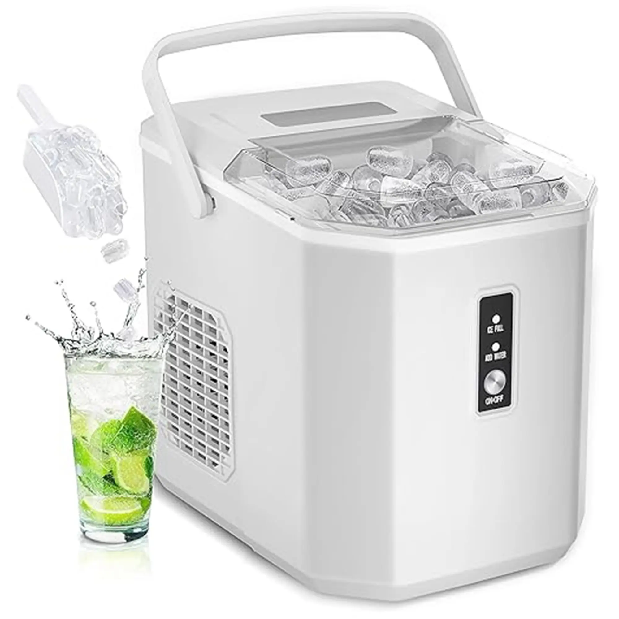 Portable Countertop Ice Maker with Handle – 26 lb/day - White-11