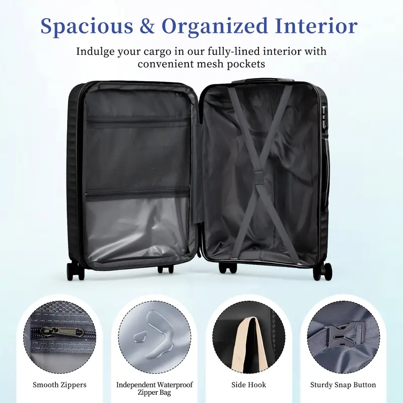 Spacious organized interior with divider and tie-down straps