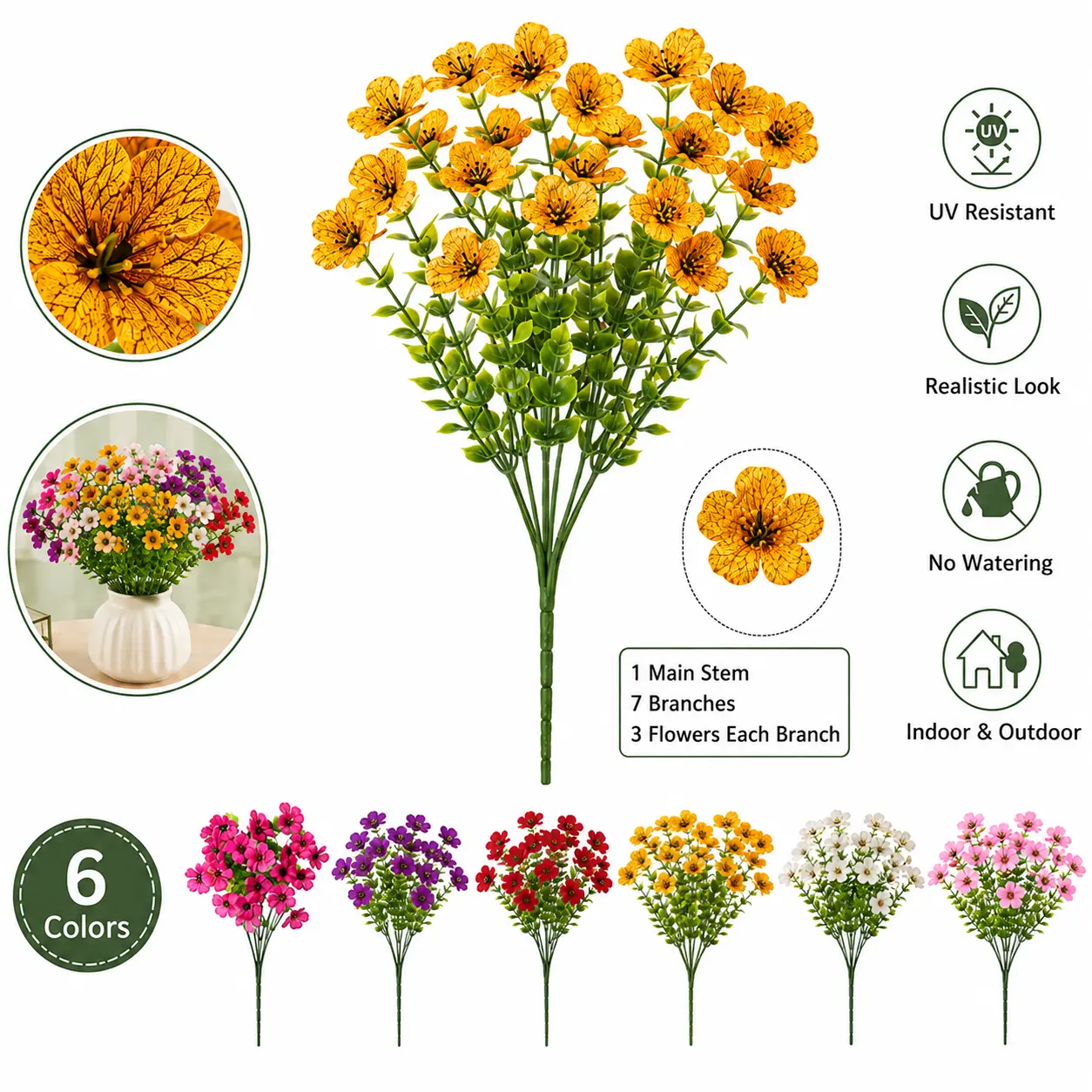UV Resistant Artificial Flower Bouquet Set 7