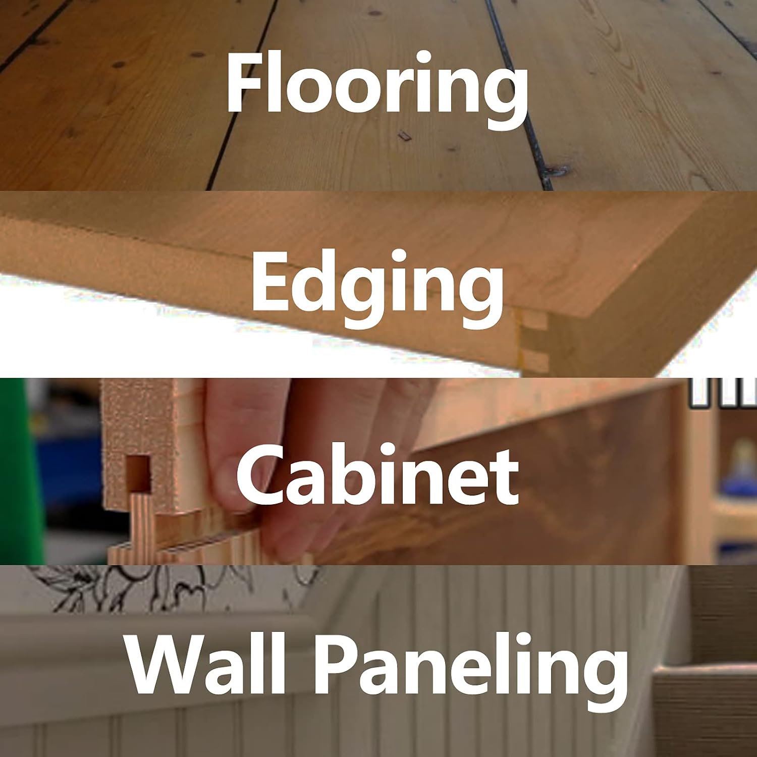 Lock miter router bit applications for flooring edging cabinets and wall paneling