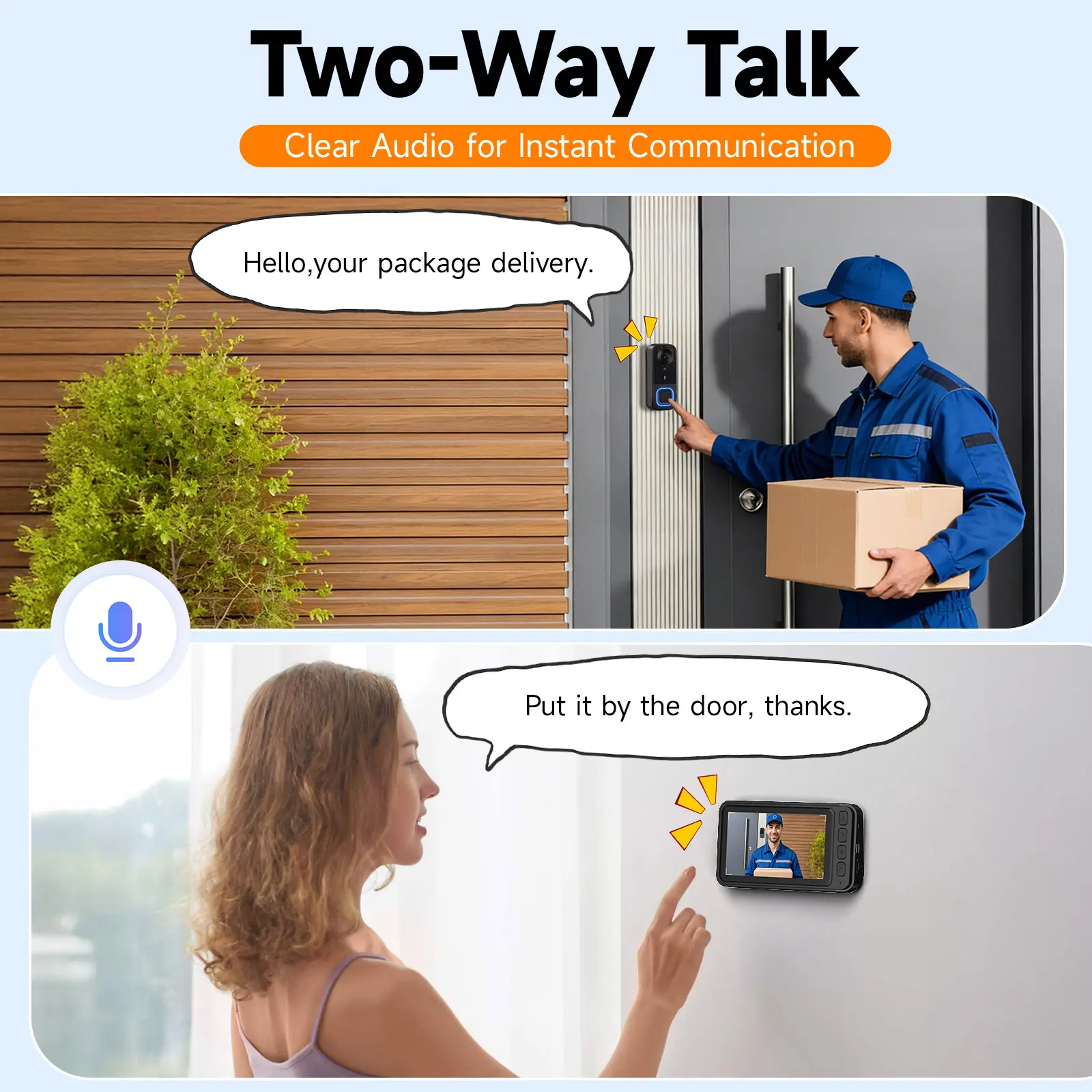 Two-way talk video doorbell
