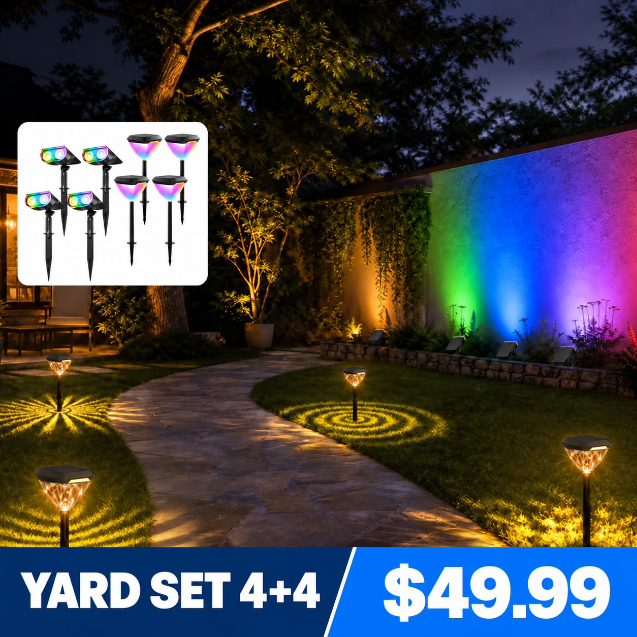 Yard Set 4+4 smart outdoor lights — $49.99