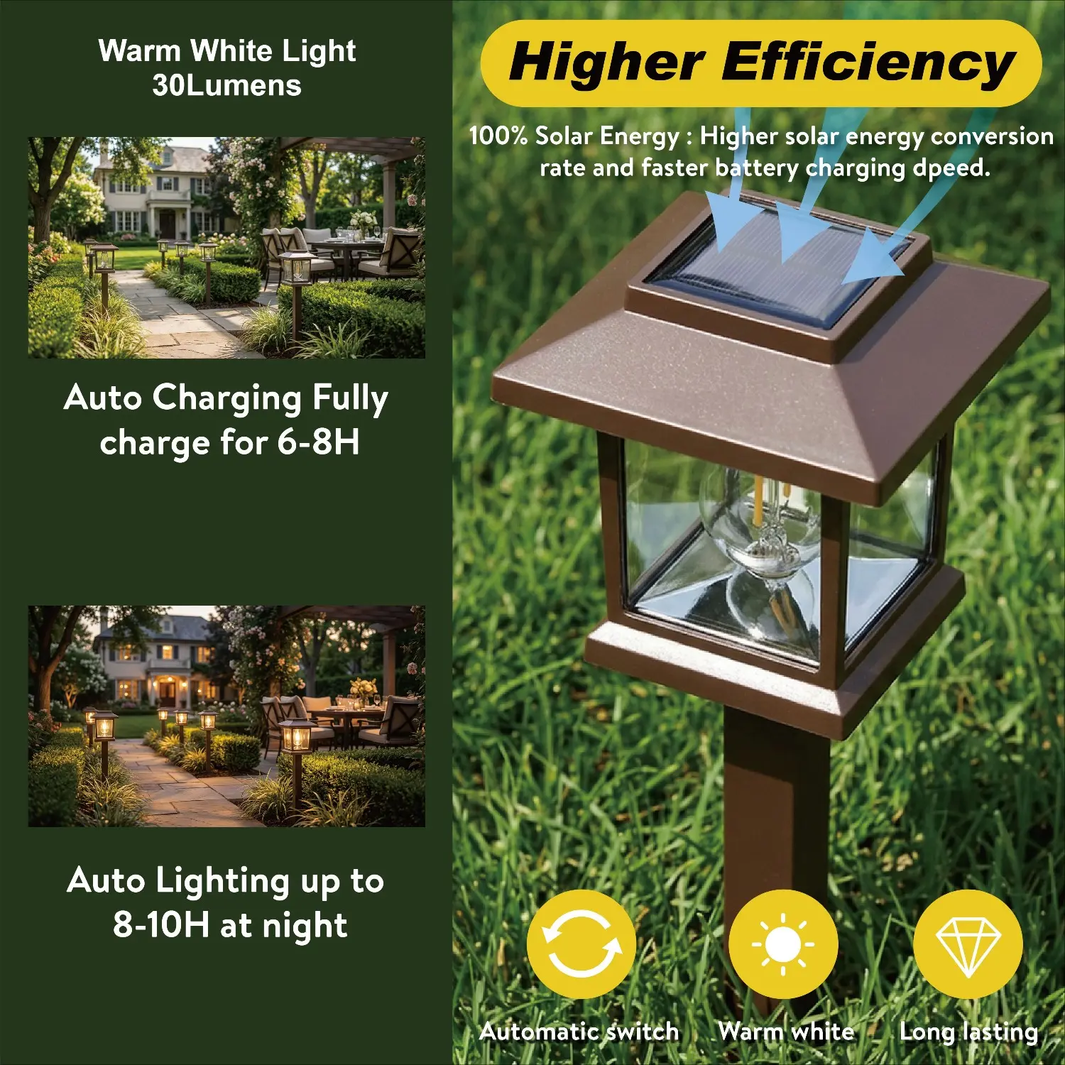 Solar Pathway Lights with Warm White LED, 6 or 12 Pack feature image 7