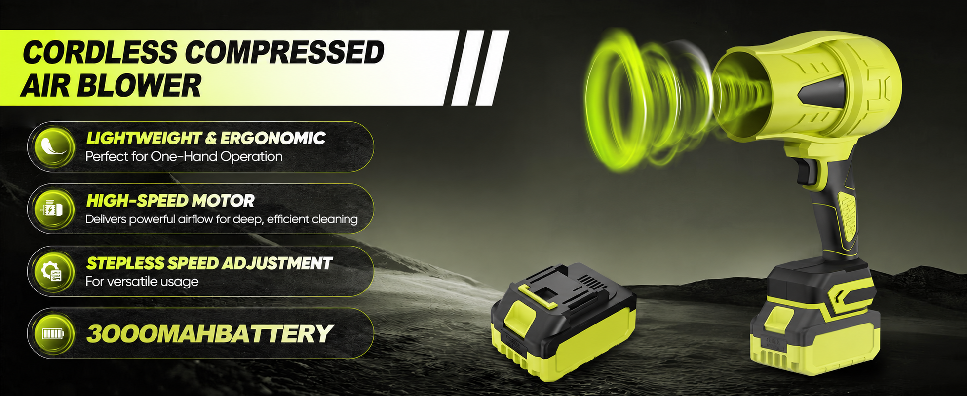 Cordless turbo jet blower feature 3
