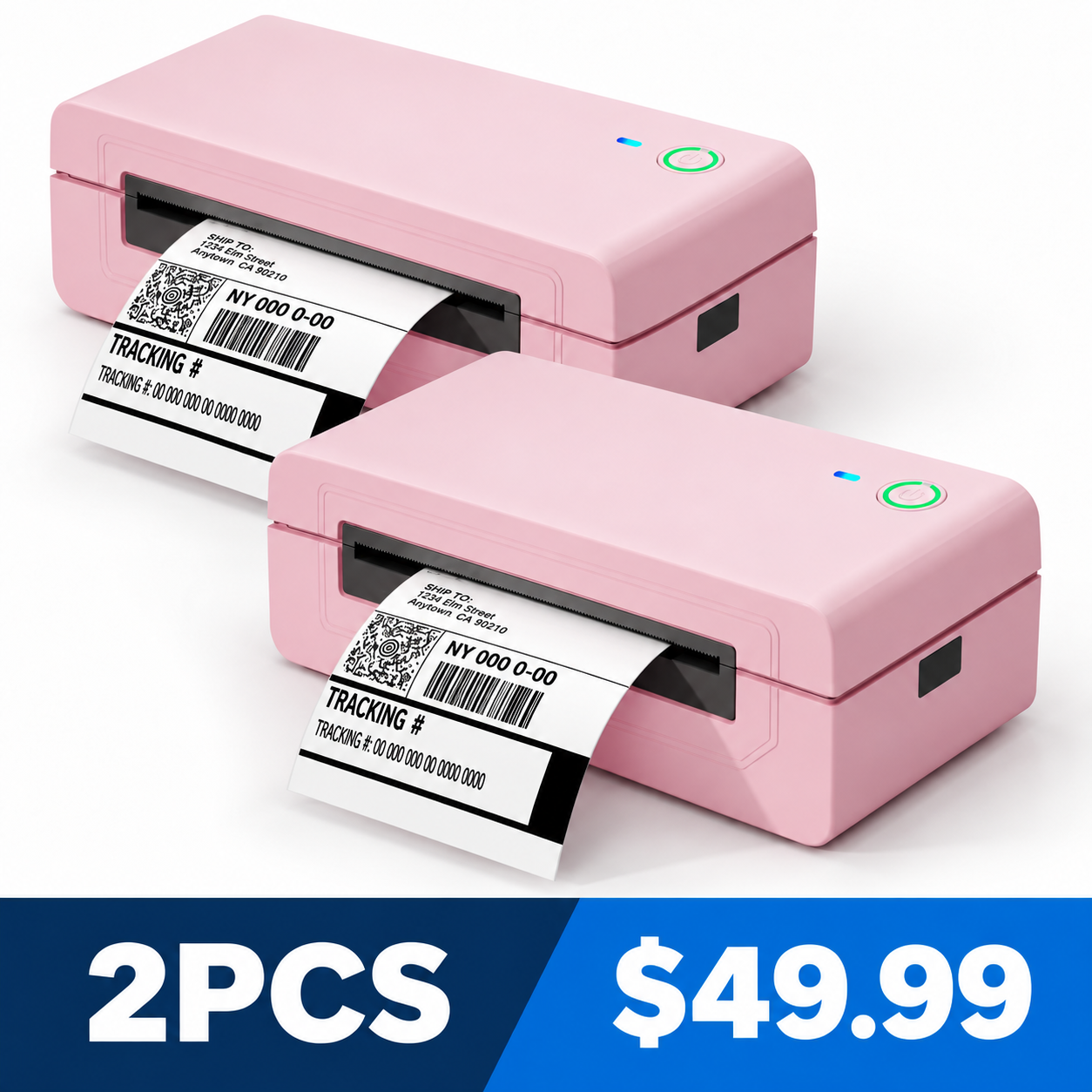 Pink thermal label printer 2PCS offer $49.99