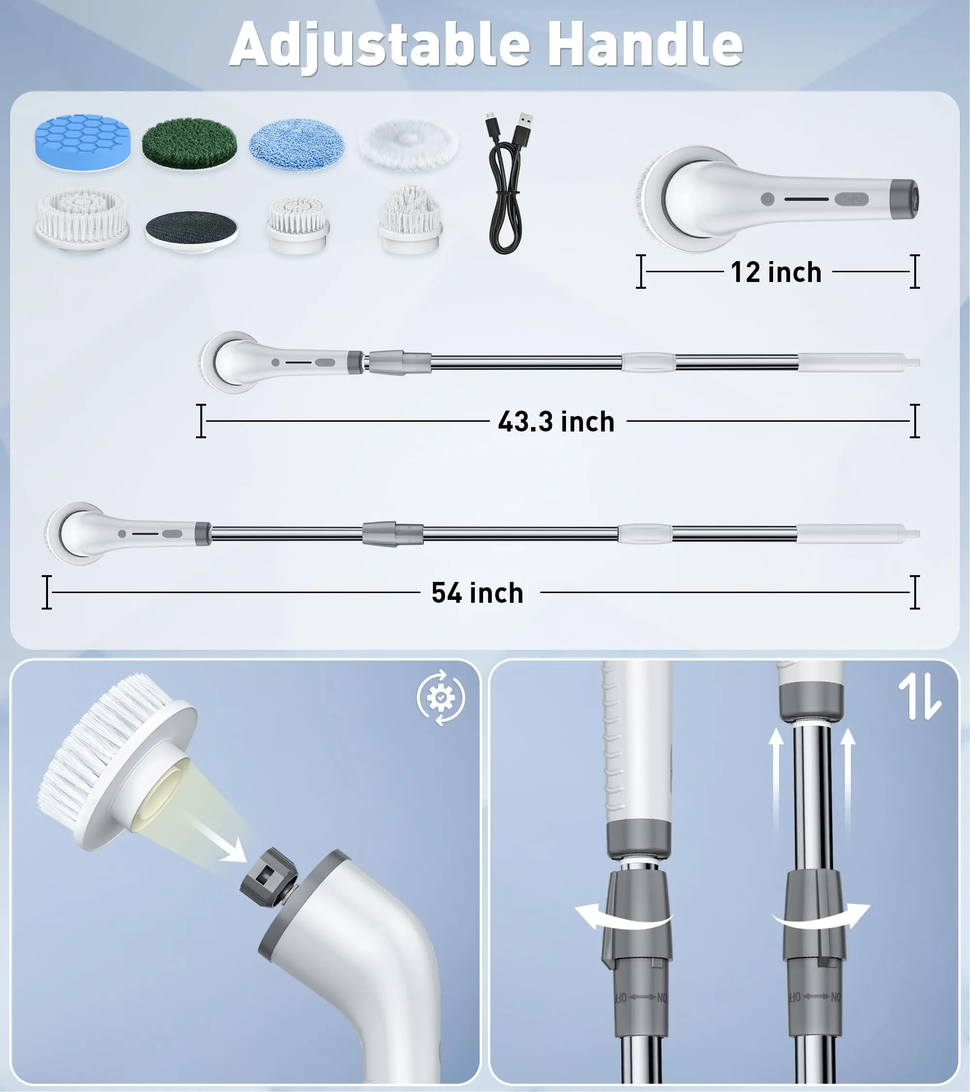 Cordless Electric Spin Scrubber with Extendable Handle product image 8