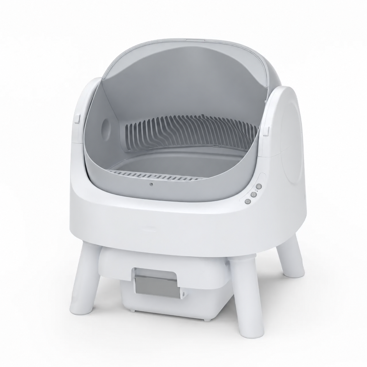 Open-Top Automatic Self-Cleaning Cat Litter Box - Grey-White - original color, branding removed