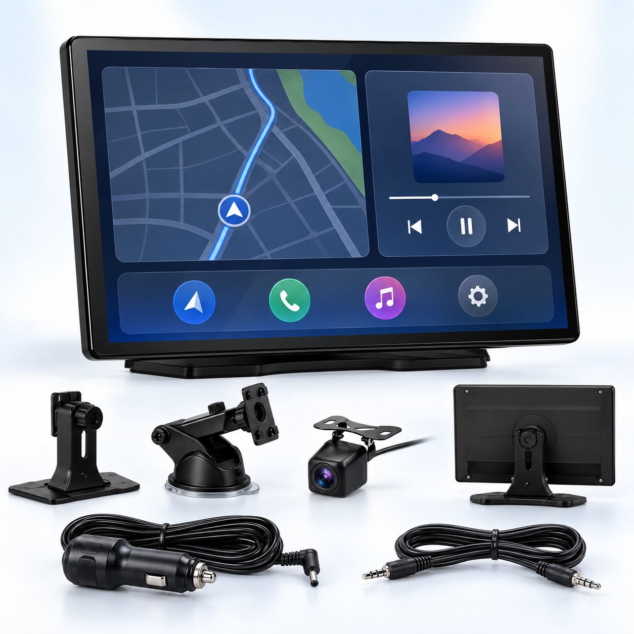 9-Inch Wireless Smartphone Car Display with Backup Camera complete kit