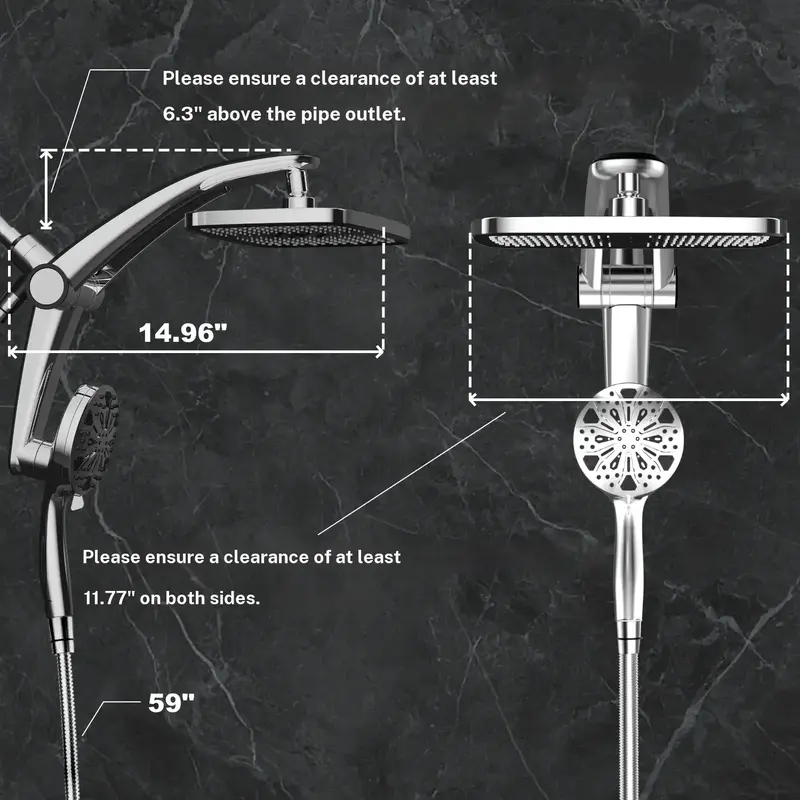 12-Inch Magnetic Dual Rain Shower Head Combo with Handheld Sprayer product image 6