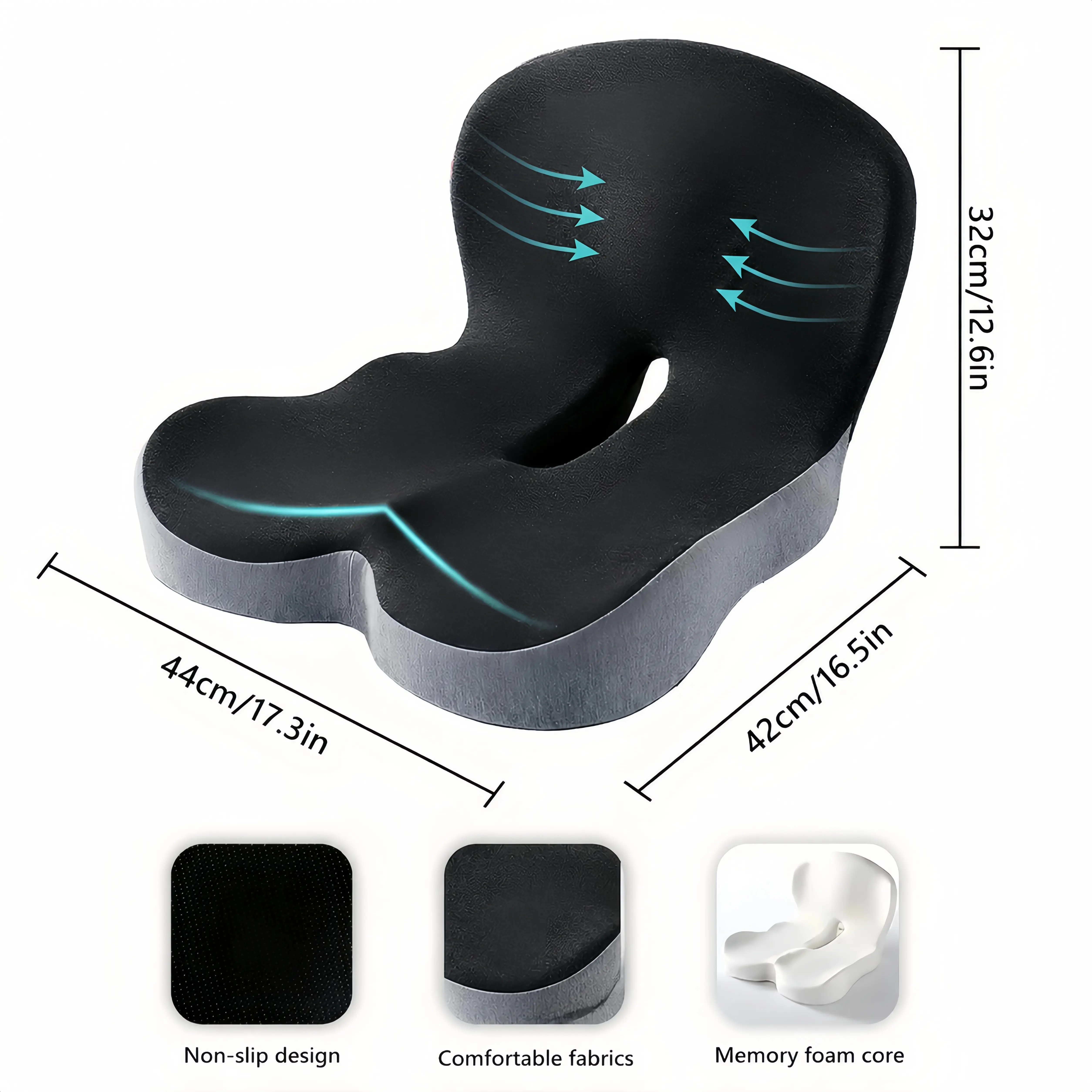 Memory foam cushion dimensions and materials