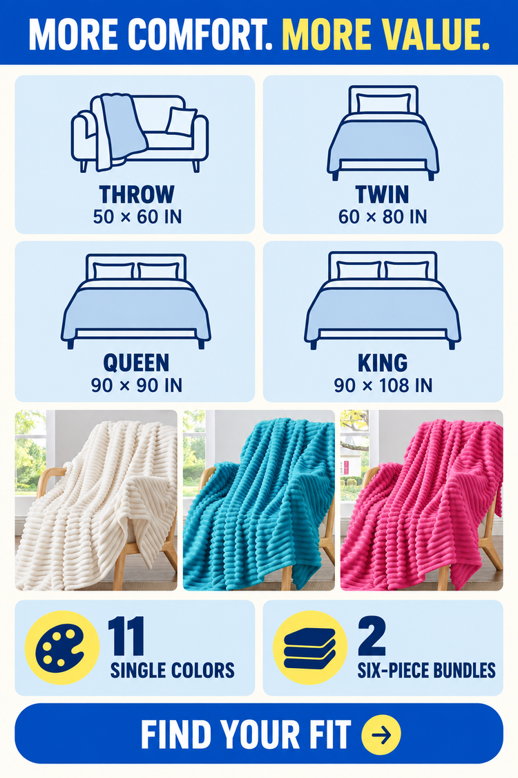Fleece stripe throw blanket size guide and bundle options