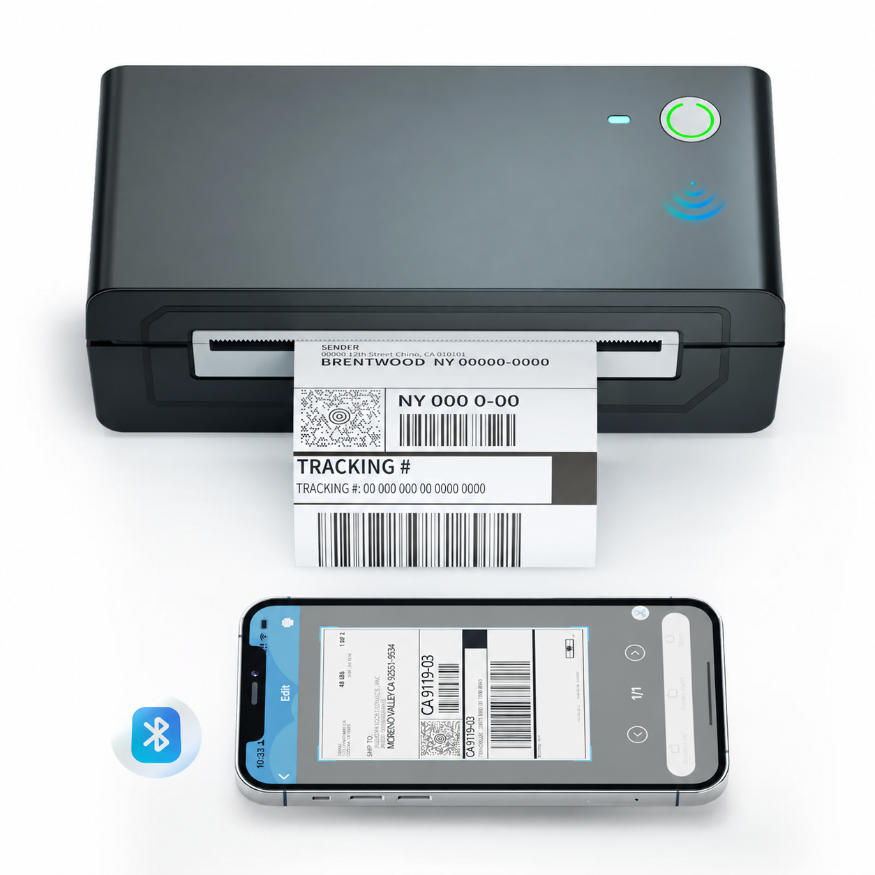 Wireless thermal shipping label printing