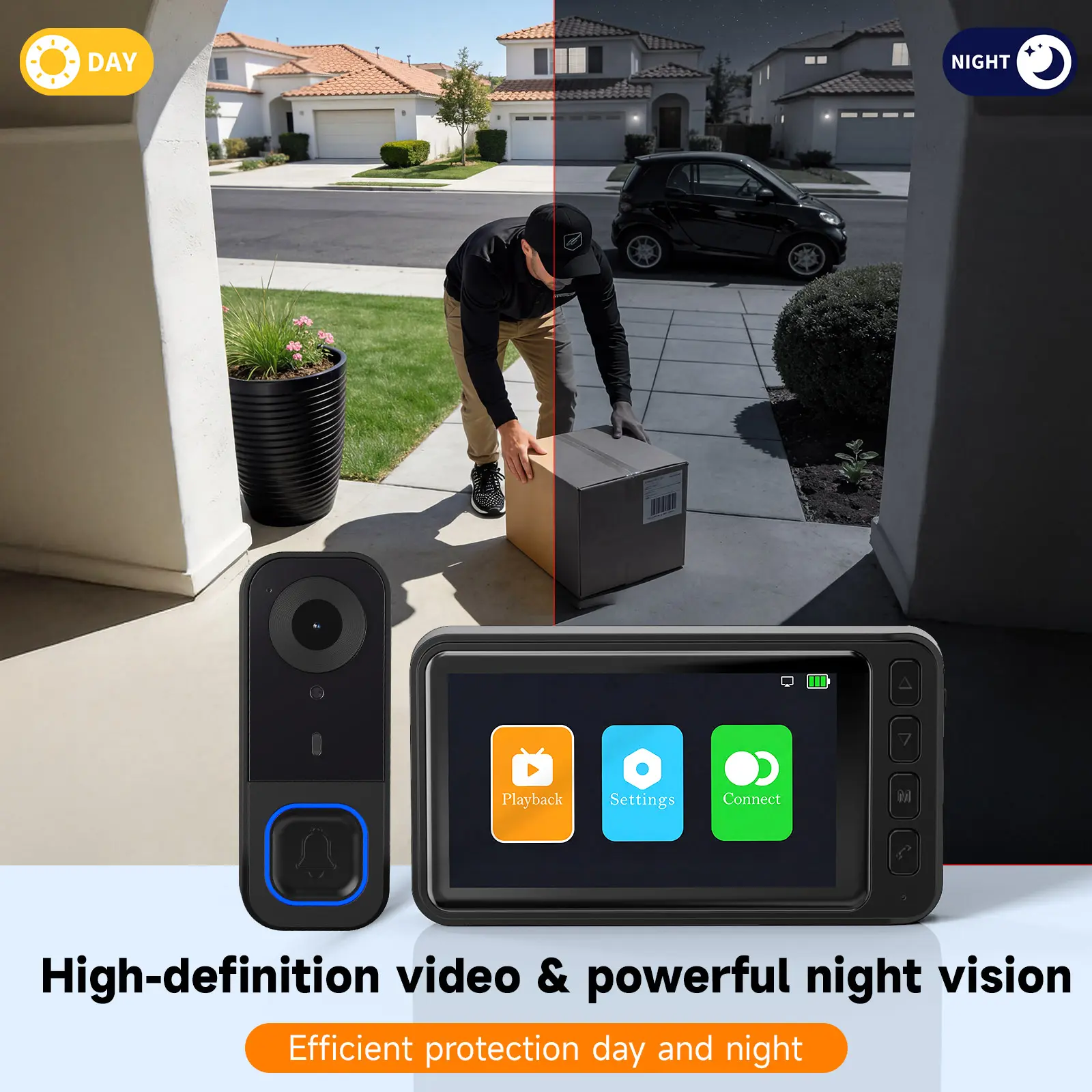 Doorbell camera day and night viewing