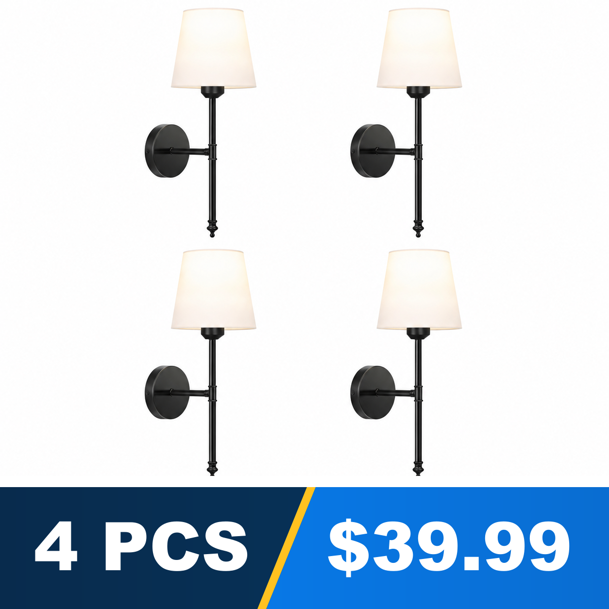 Rechargeable RGB Wall Sconce Set with Remote Control - Black - 4 PCS - $39.99
