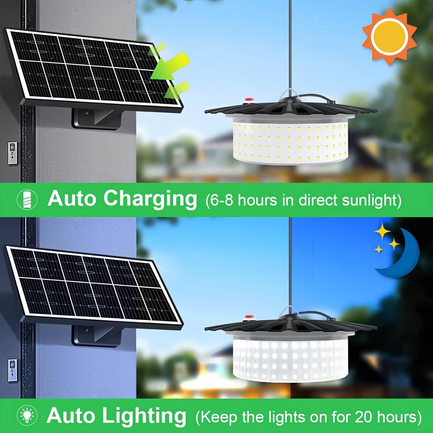 Solar shed light charging and illumination time detail