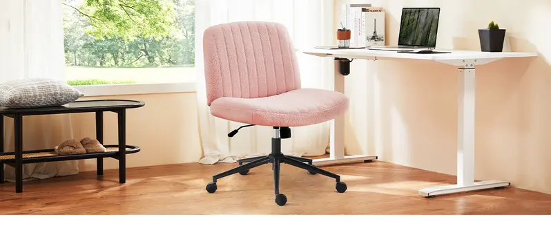 Wide Armless Cross-Legged Office Chair with Wheels feature 1
