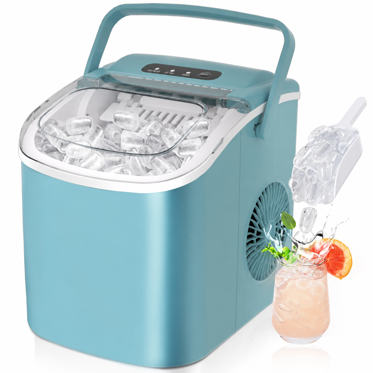 Portable Countertop Ice Maker with Handle – 26 lb/day - Blue