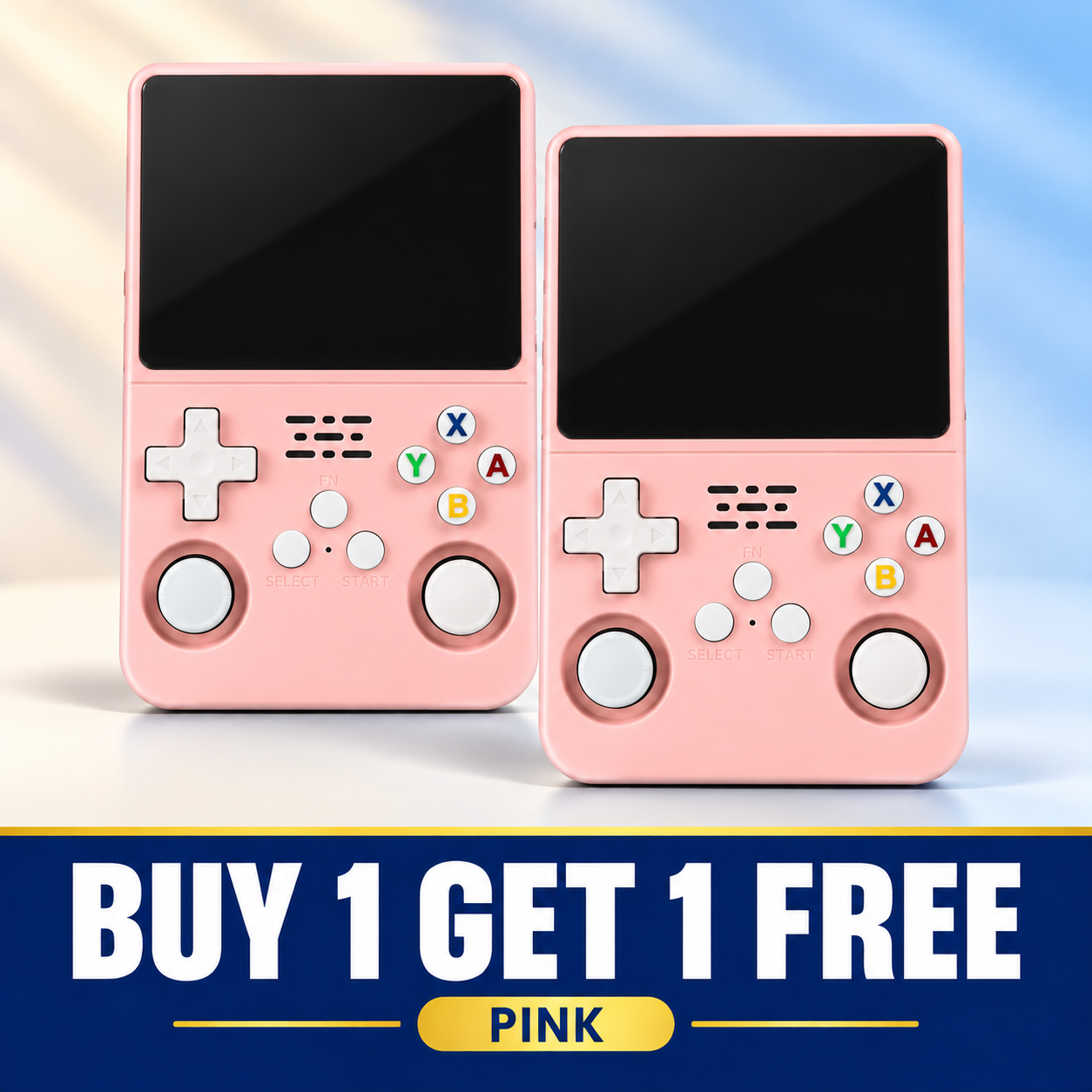 Pink handheld console buy one get one free