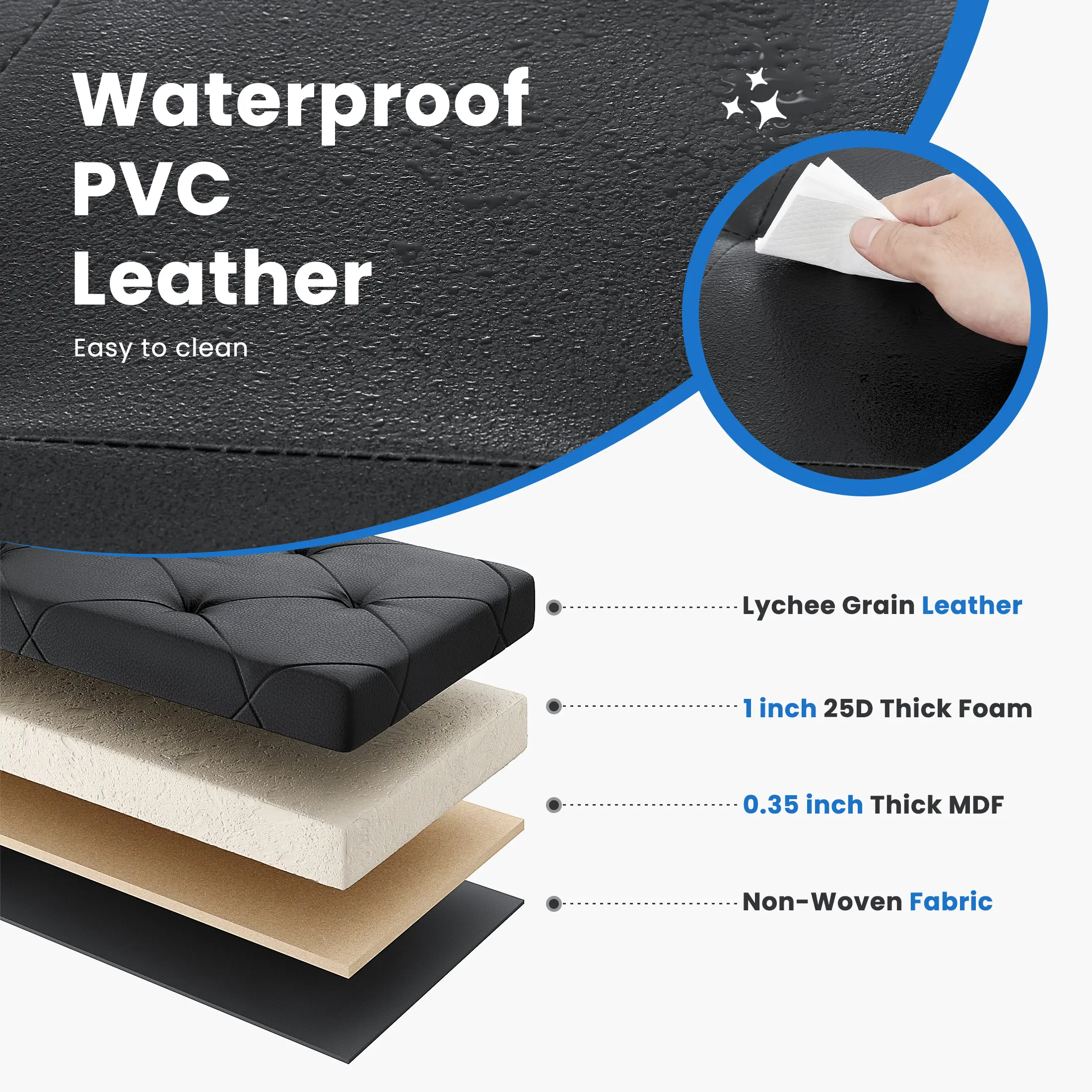 43-Inch Folding Storage Ottoman Bench with Padded Seat product image 6