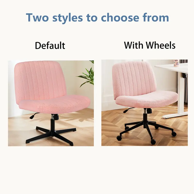 Wide Armless Cross-Legged Office Chair with Wheels 2