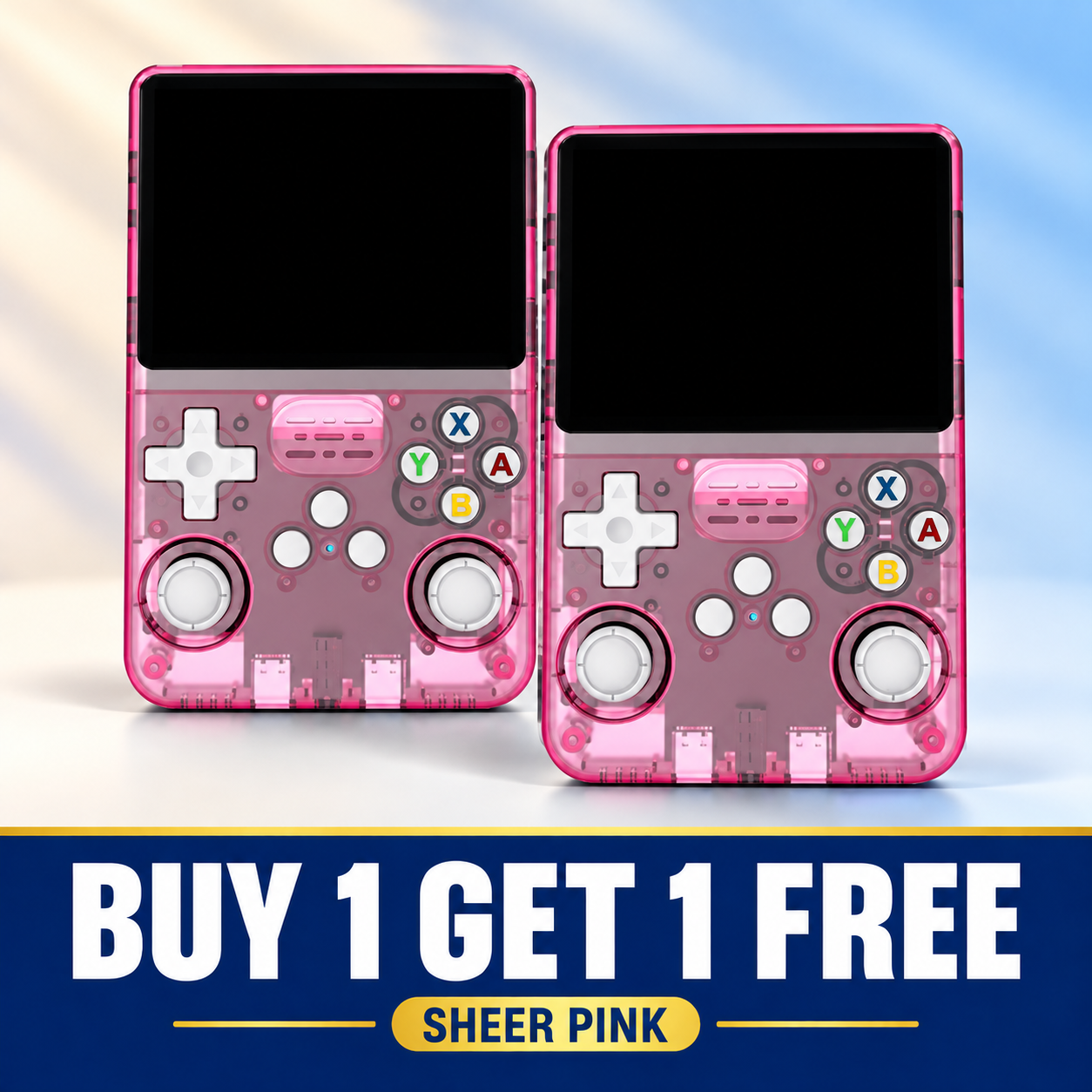 Sheer Pink handheld console buy one get one free