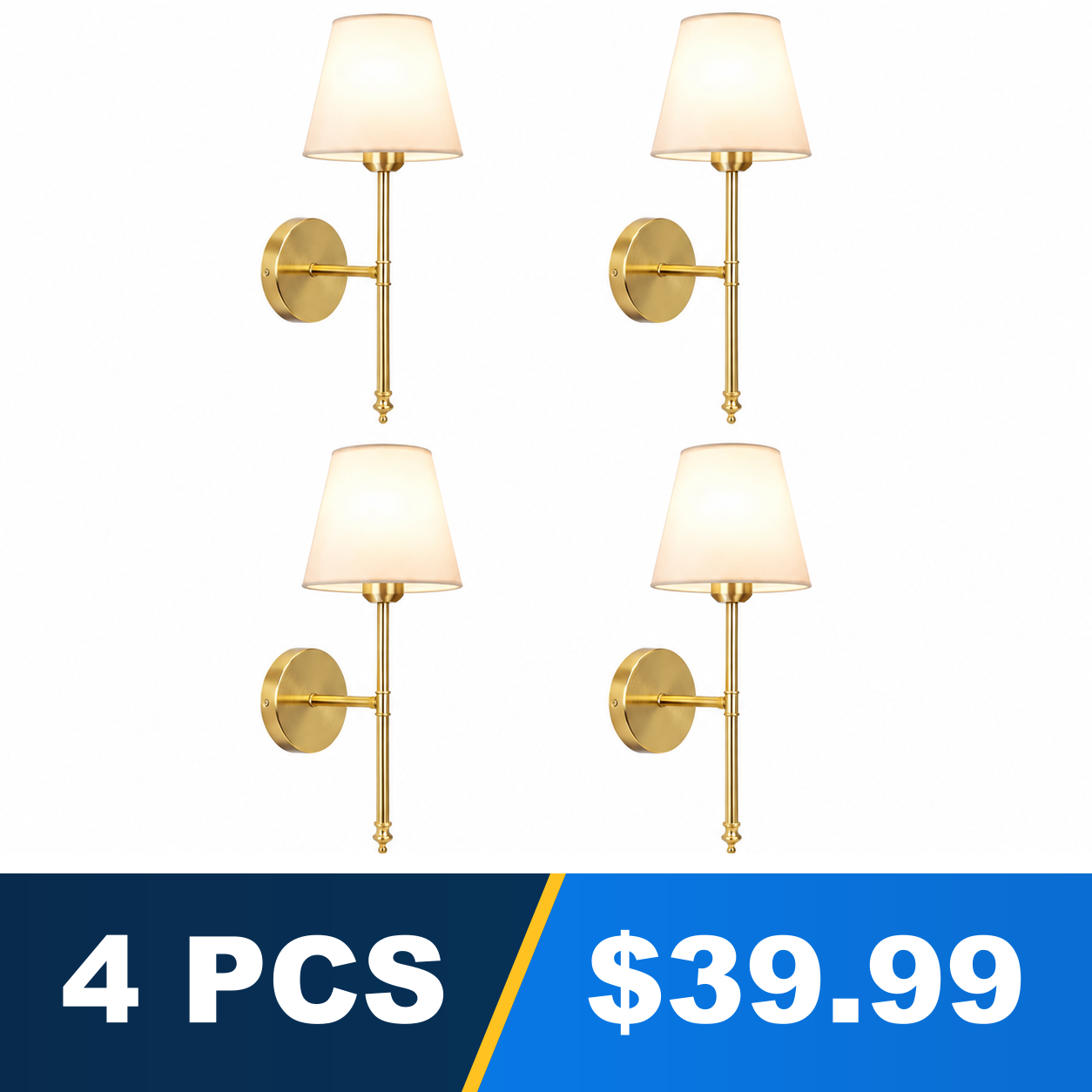 Rechargeable RGB Wall Sconce Set with Remote Control - Golden - 4 PCS - $39.99