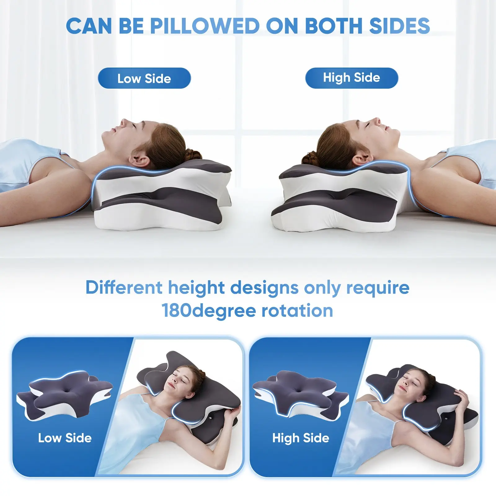 Double-sided low and high pillow profiles