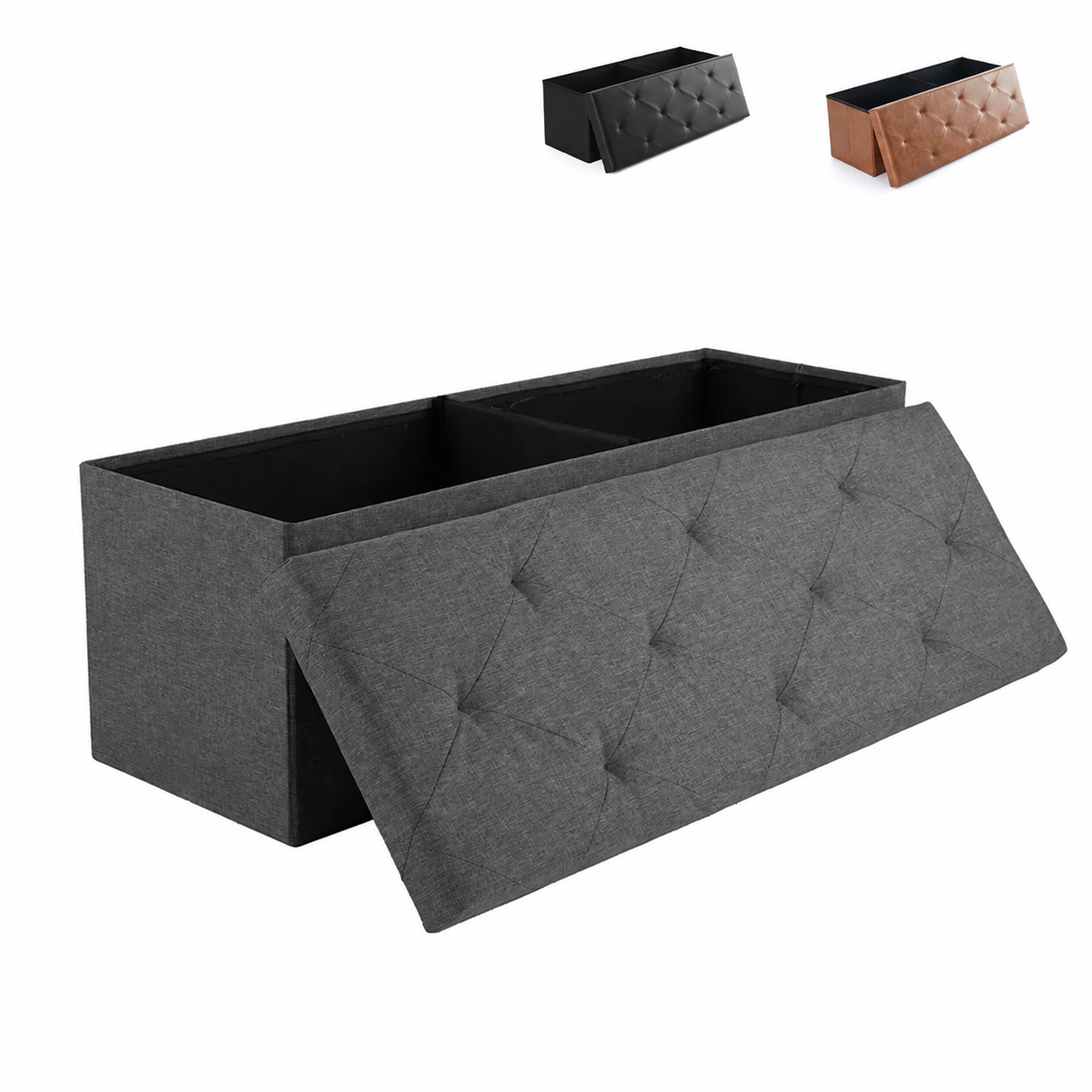 43-Inch Folding Storage Ottoman Bench with Padded Seat product image 1