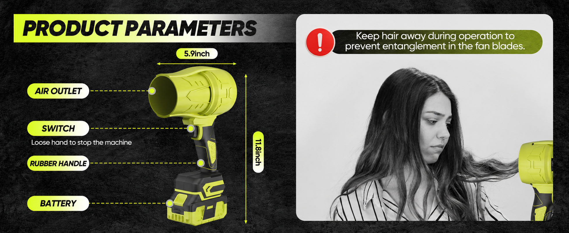 Cordless turbo jet blower feature 1