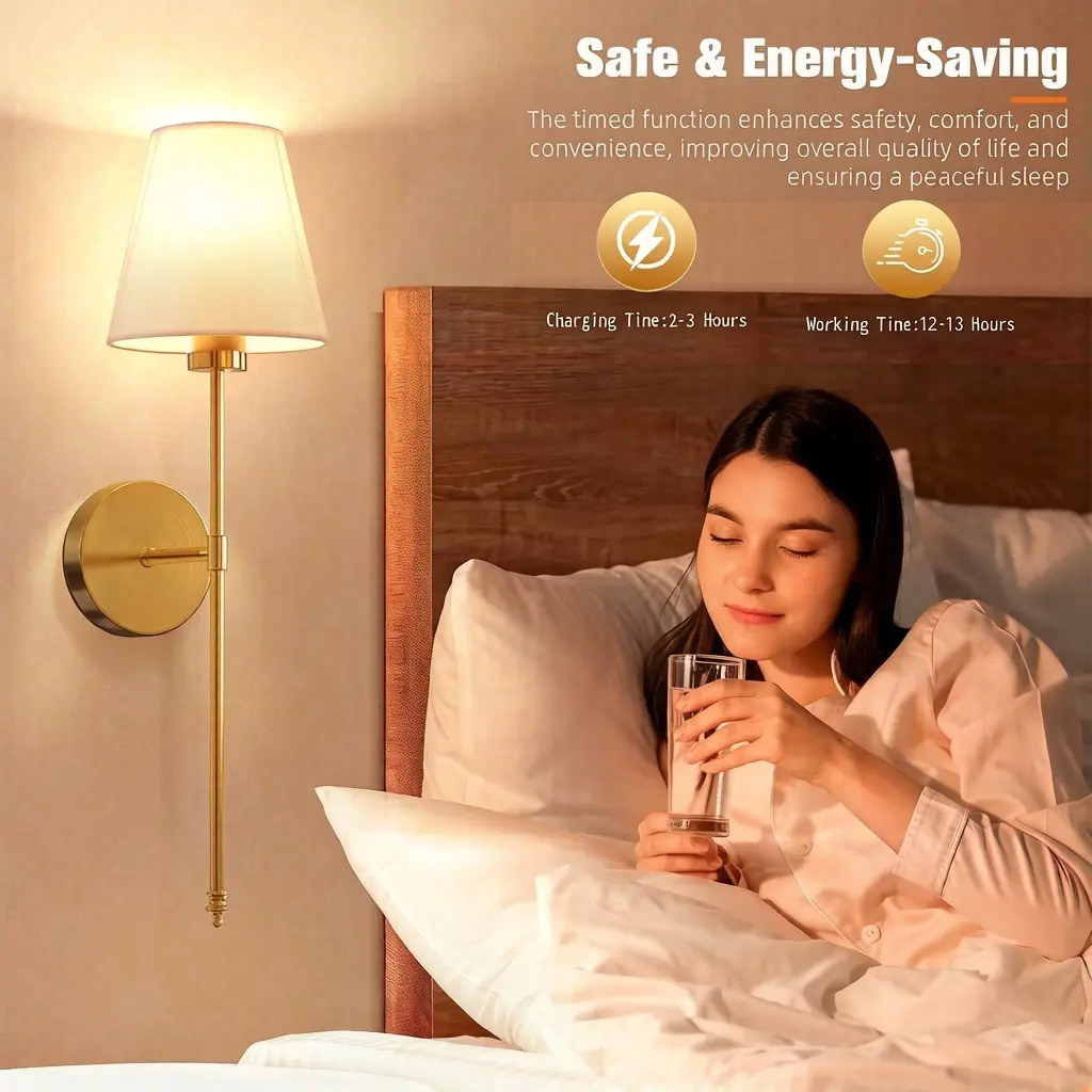 Rechargeable wall sconce timer and charging information