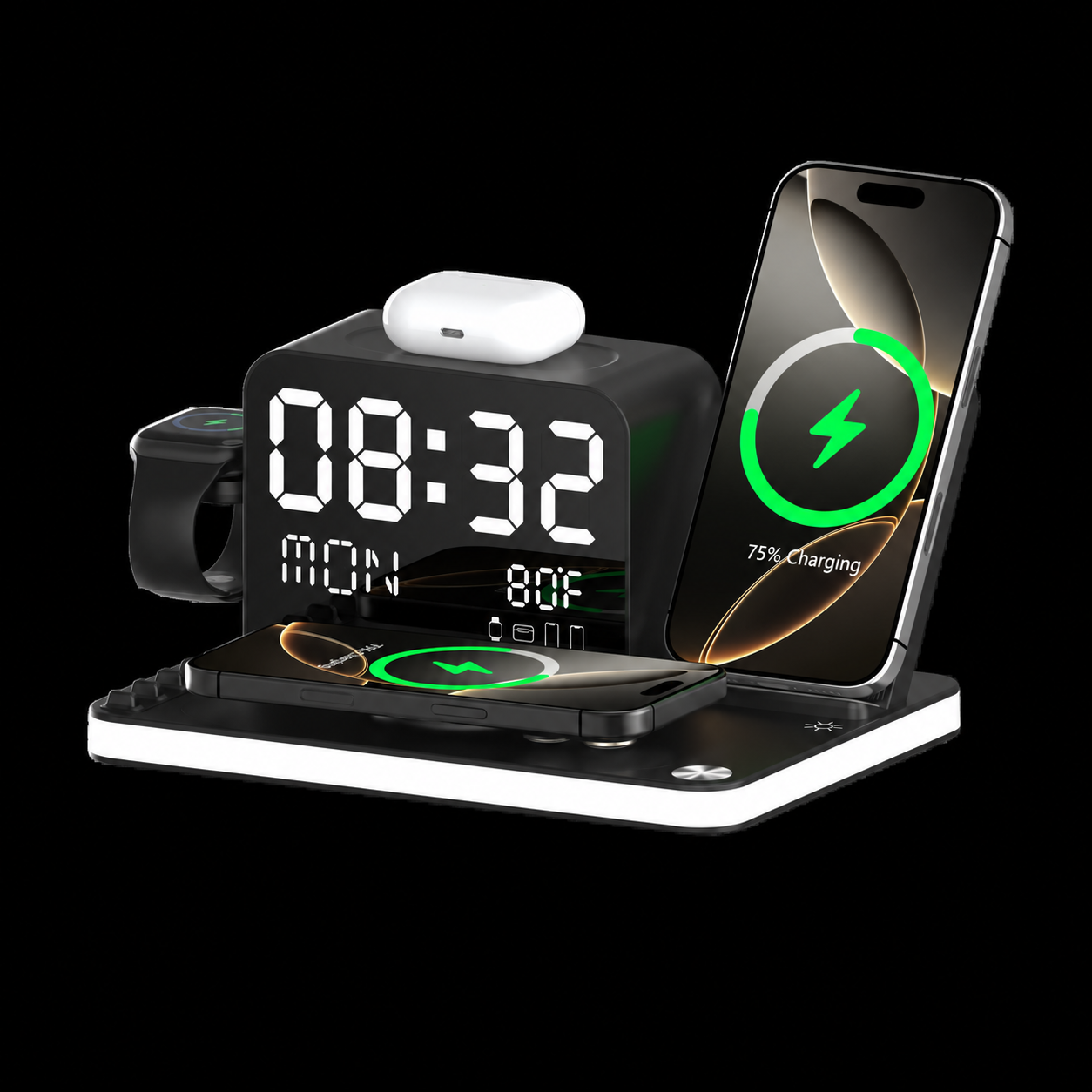 7-in-1 wireless charging station in Black