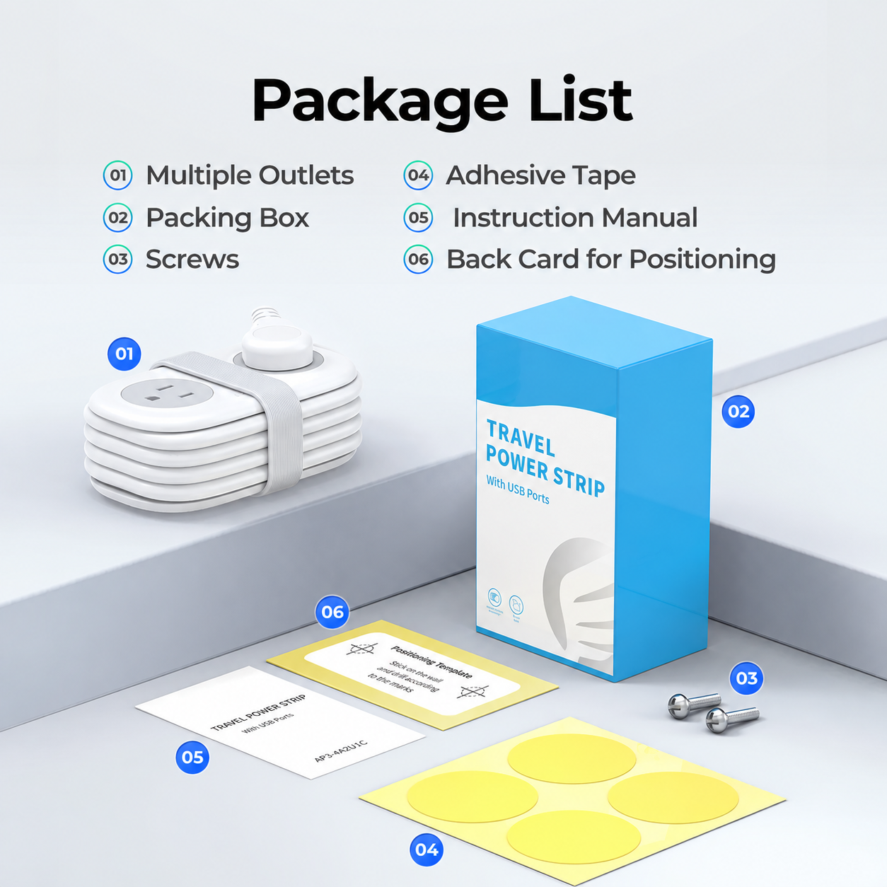 Travel power strip package contents
