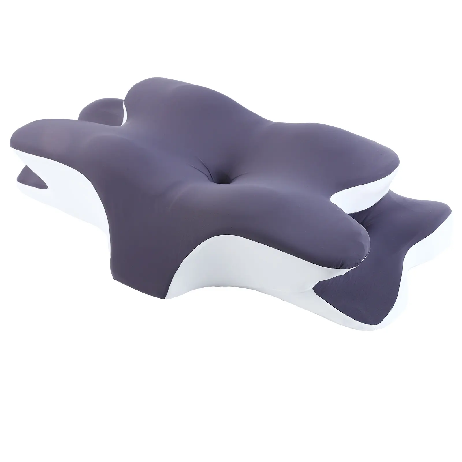 Double-Sided Contoured Memory Foam Neck Pillow dark gray angled view