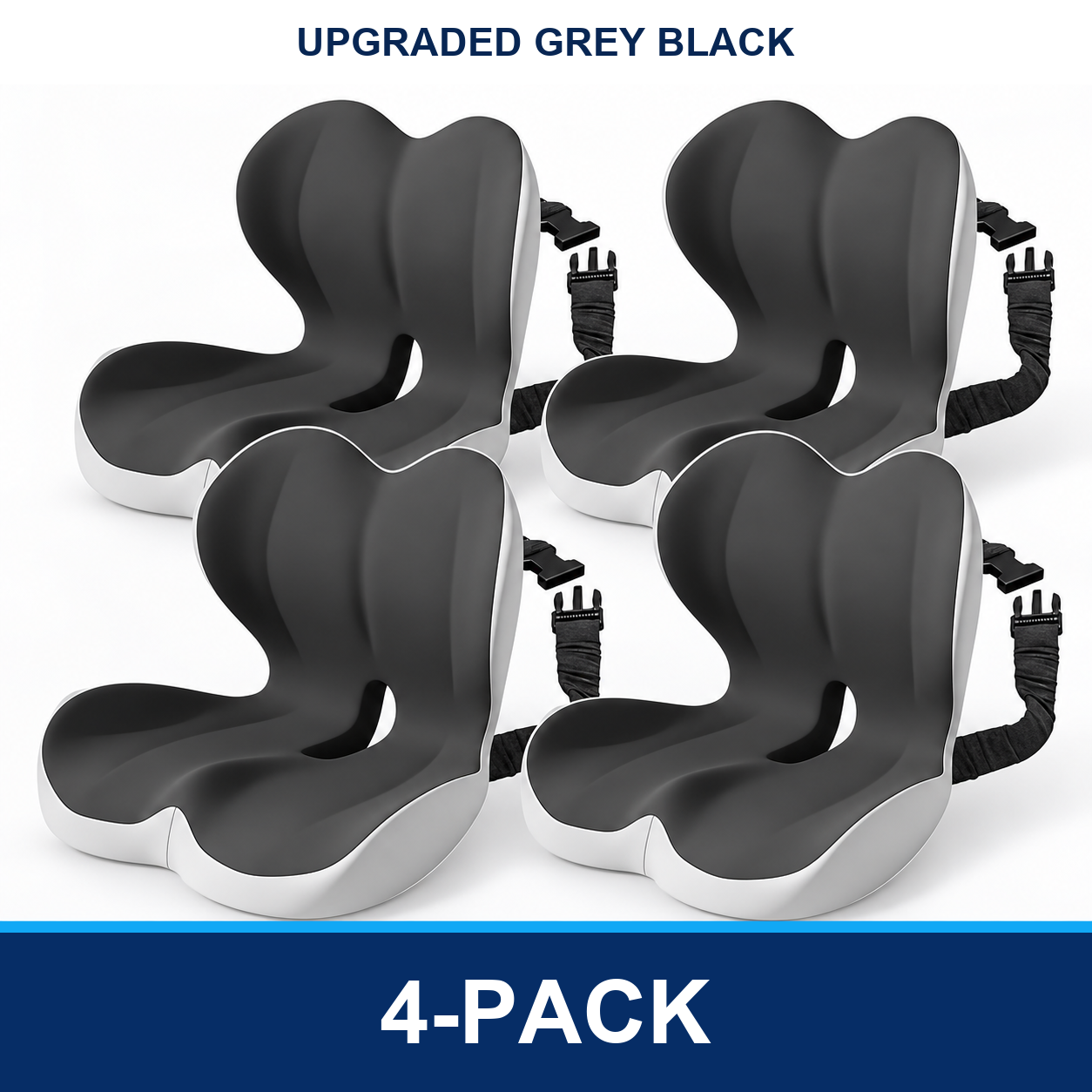 Upgraded Grey Black 4-Pack seat cushion bundle