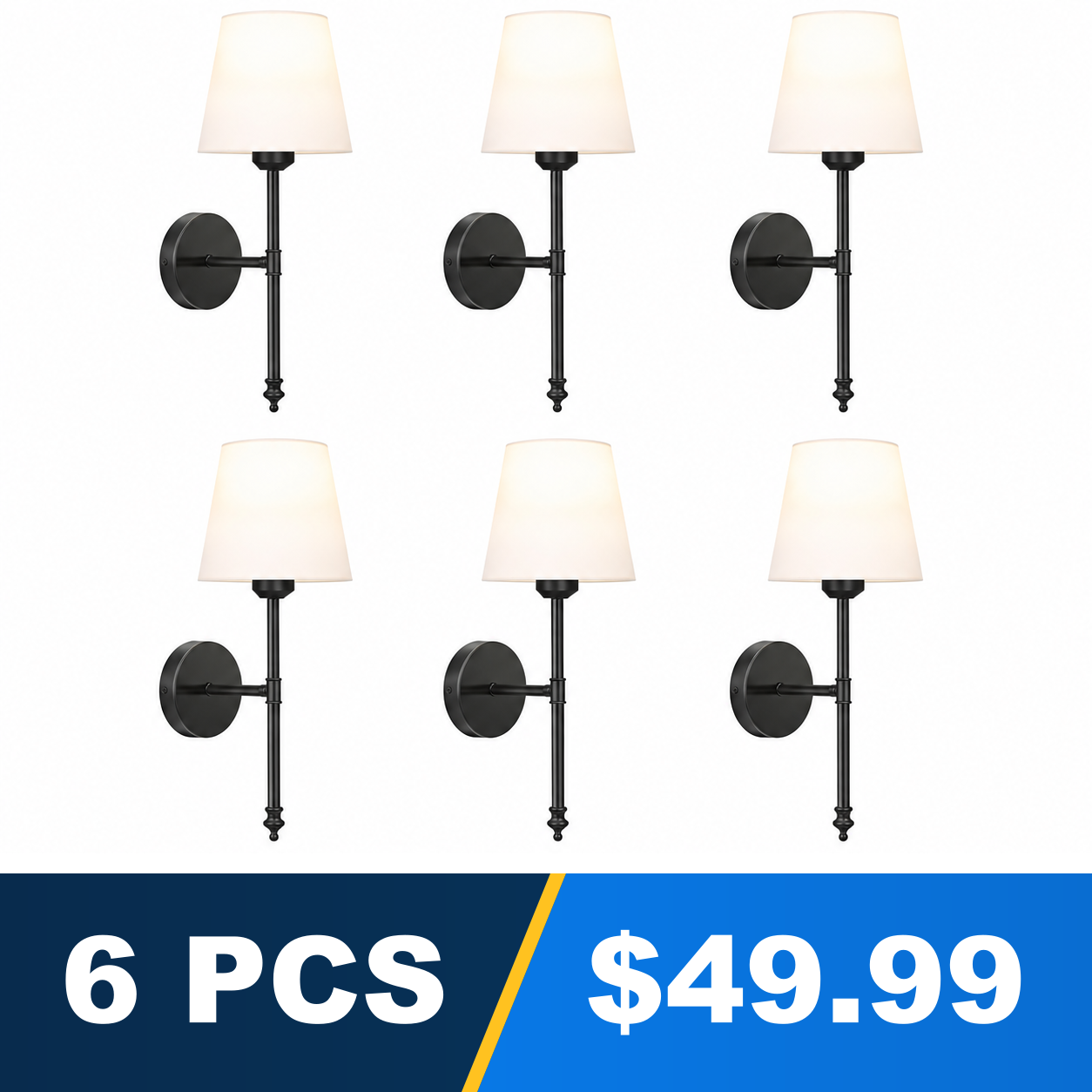 Rechargeable RGB Wall Sconce Set with Remote Control - Black - 6 PCS - $49.99