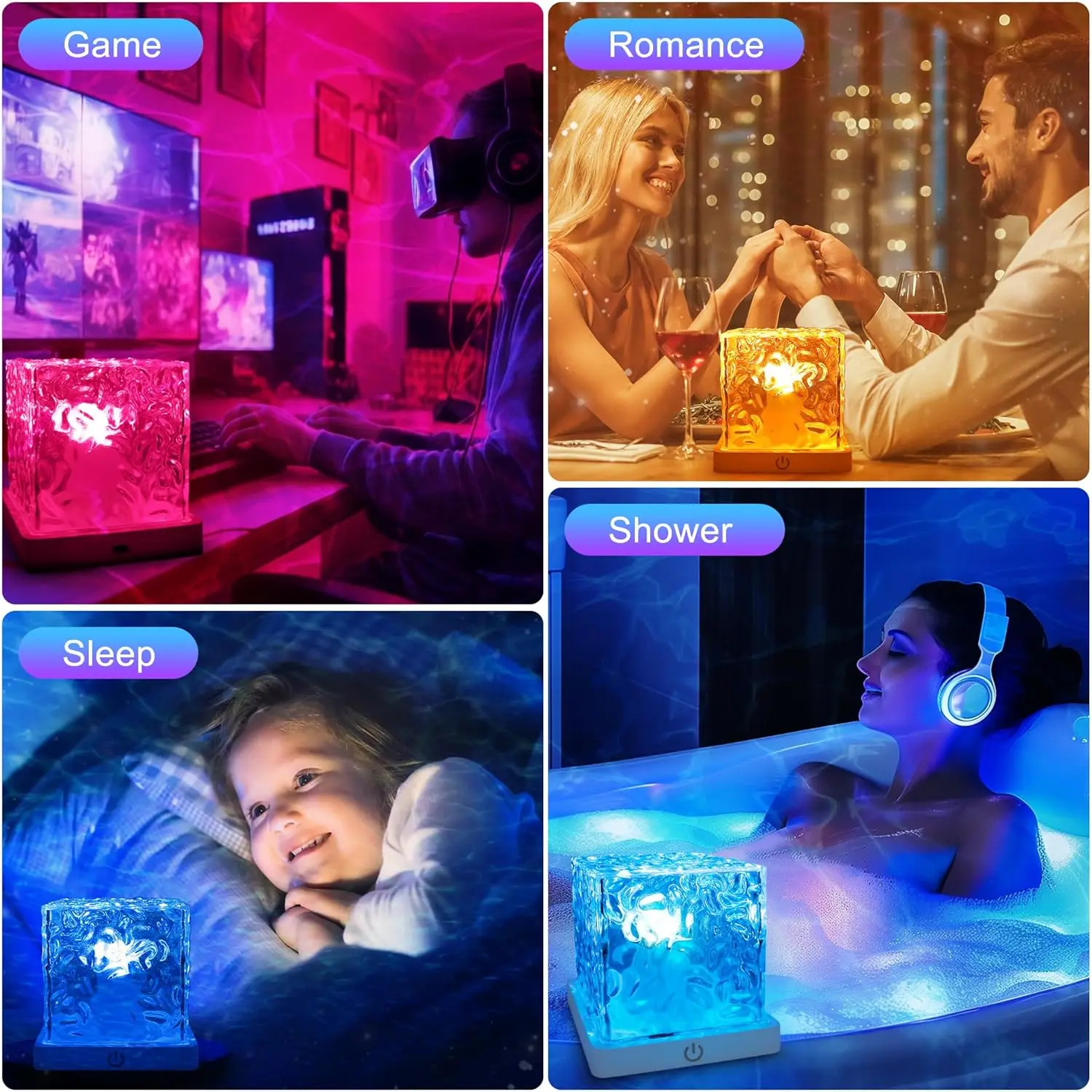 Ocean-wave light for gaming, dining, sleep and bath ambience