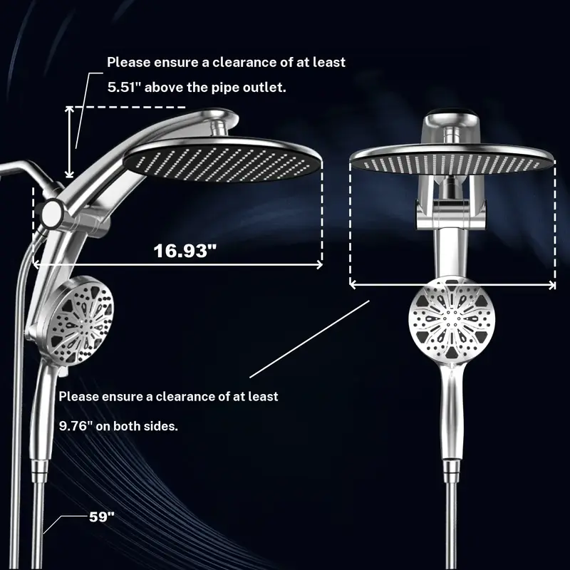 12-Inch Magnetic Dual Rain Shower Head Combo with Handheld Sprayer product image 7