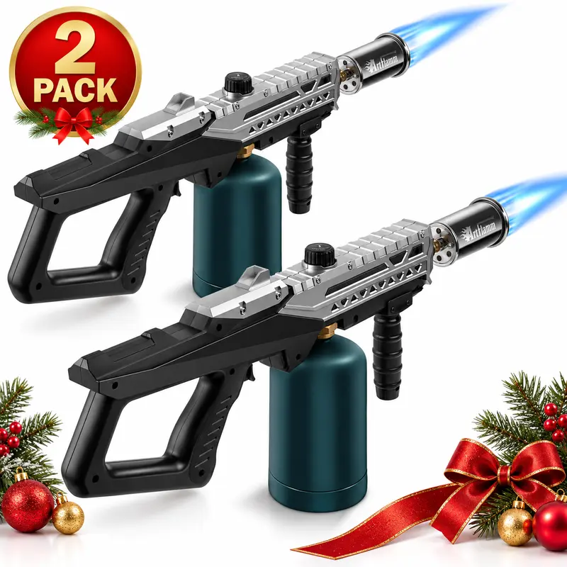 Two-piece adjustable flame propane torch gun set