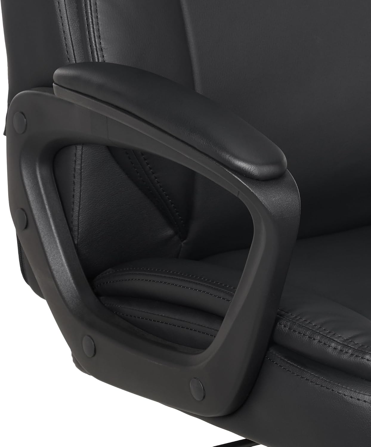 Classic Padded Mid-Back Adjustable Office Chair padded armrest and upholstery detail