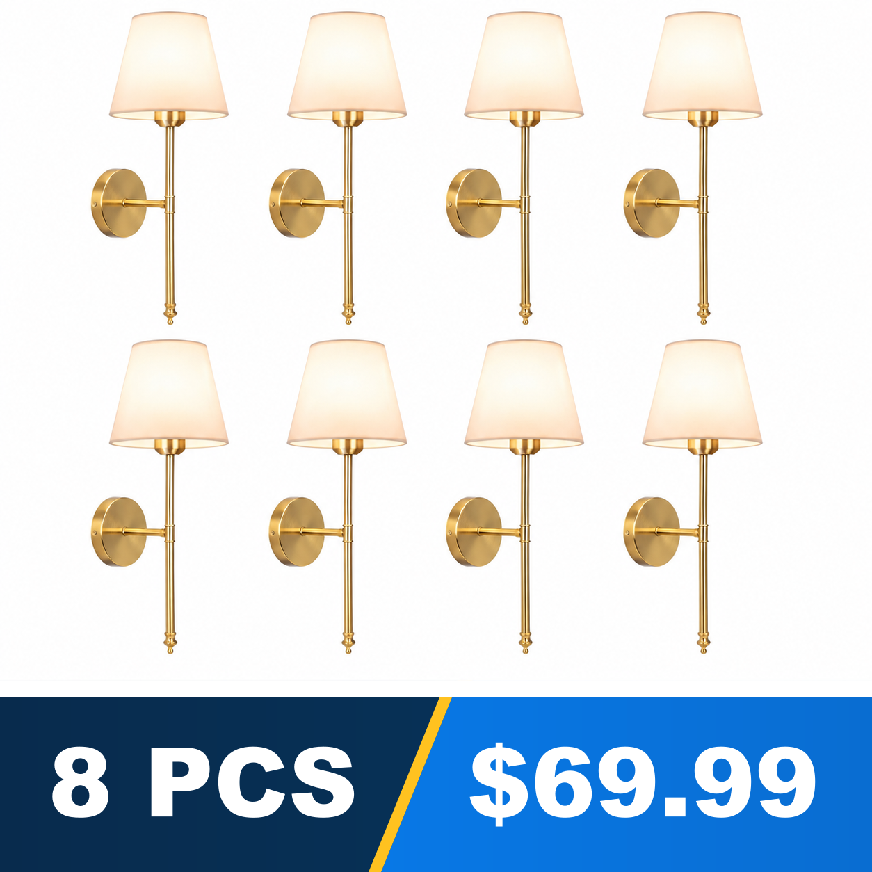 Rechargeable RGB Wall Sconce Set with Remote Control - Golden - 8 PCS - $69.99