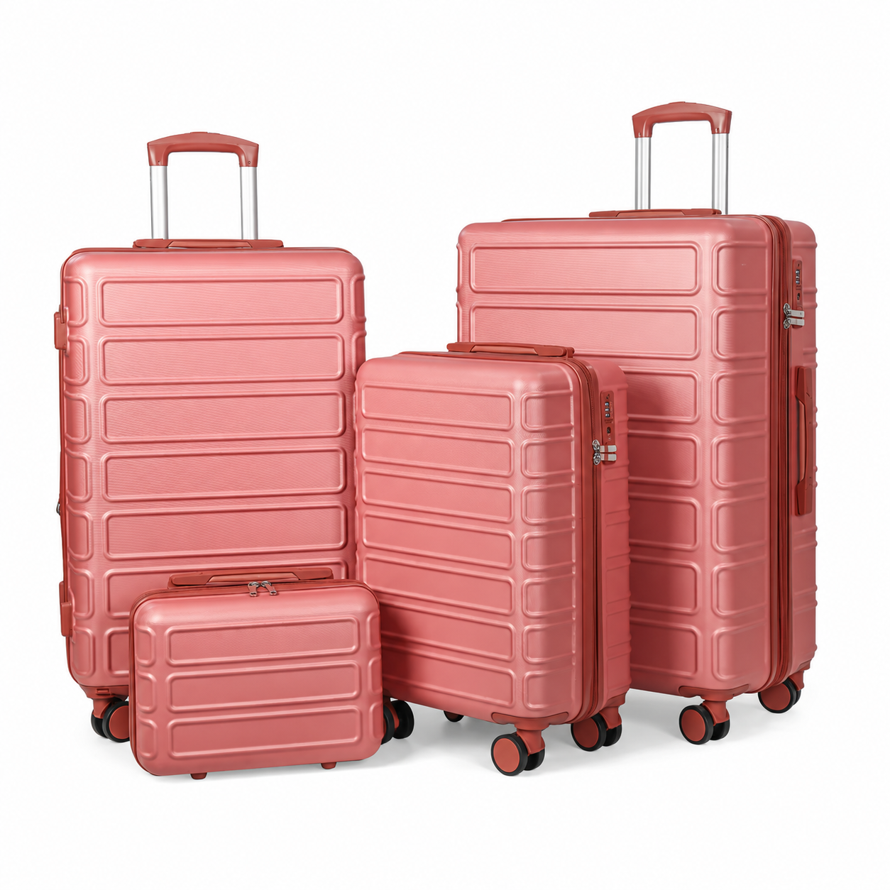 Rose Golden four-piece hard-shell luggage set