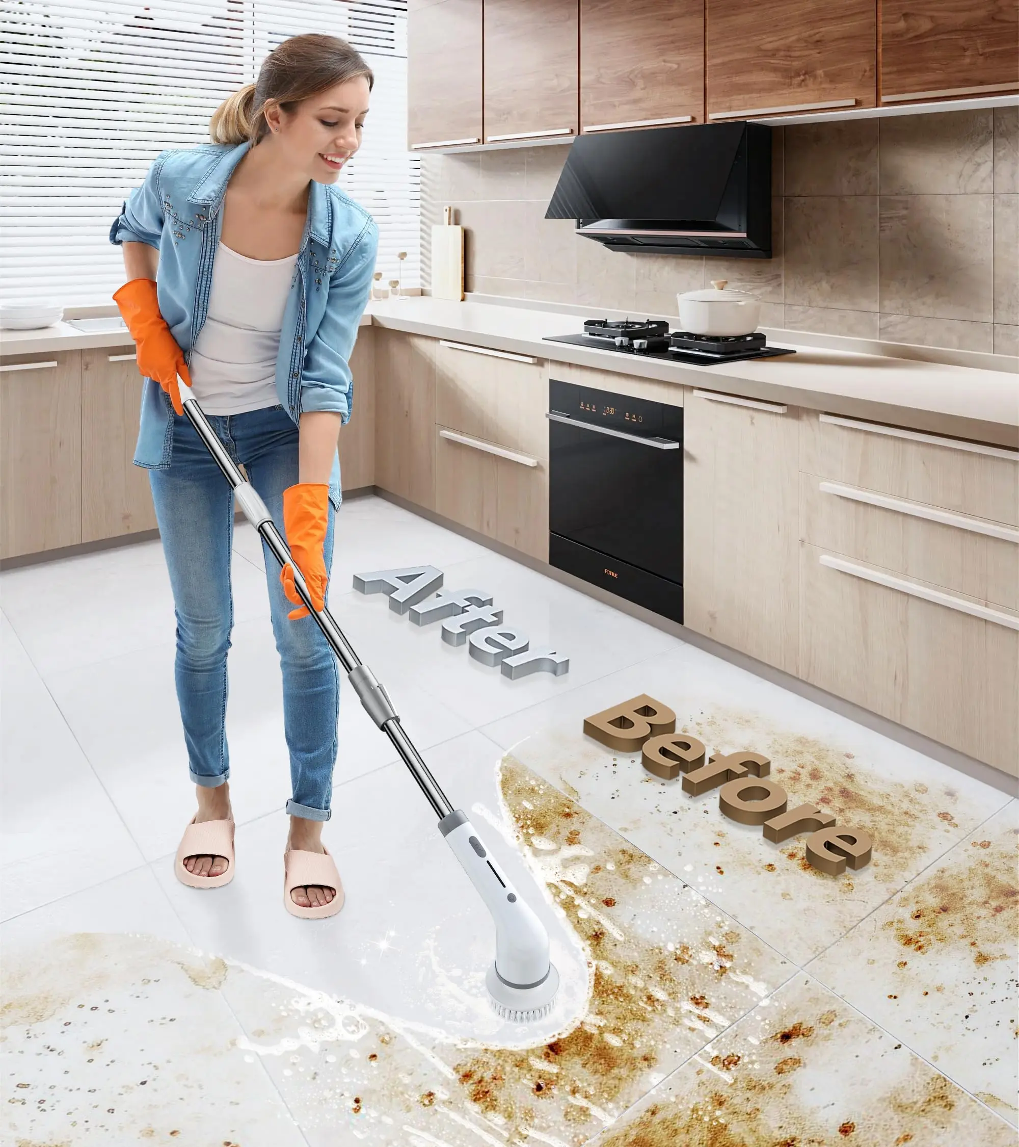 Cordless Electric Spin Scrubber with Extendable Handle product image 5