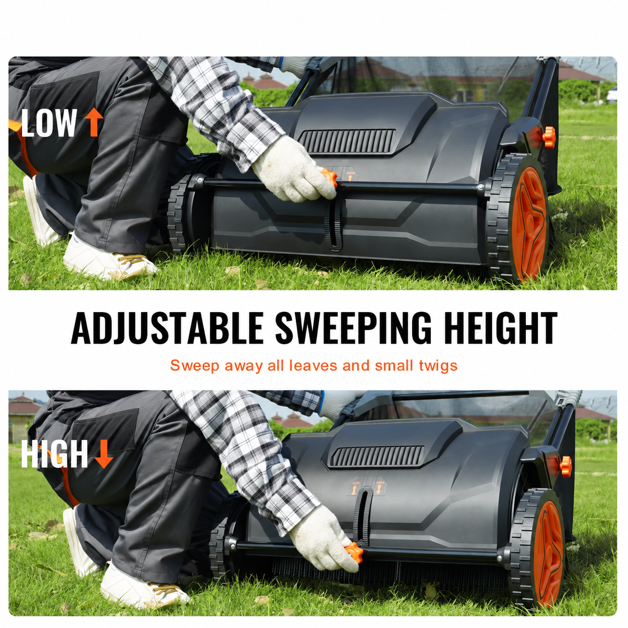 Hand Push Lawn Sweeper with Adjustable Brush Height product image 2