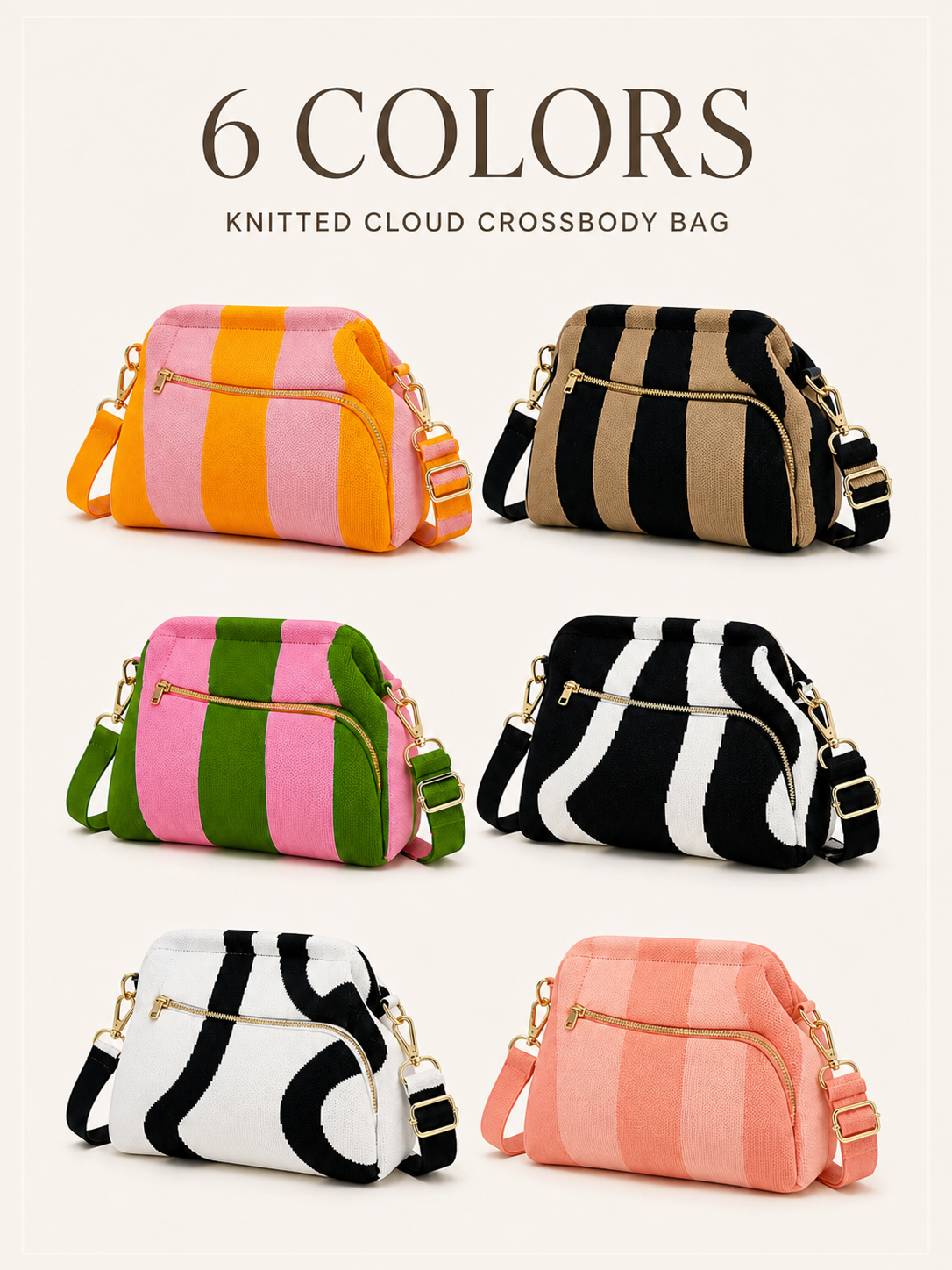 Women's Striped Cloud Handbag