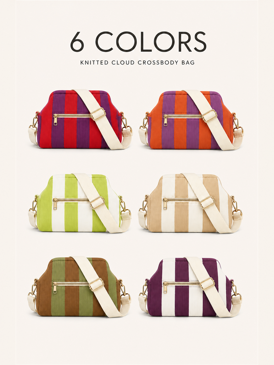 Women's Striped Cloud Handbag