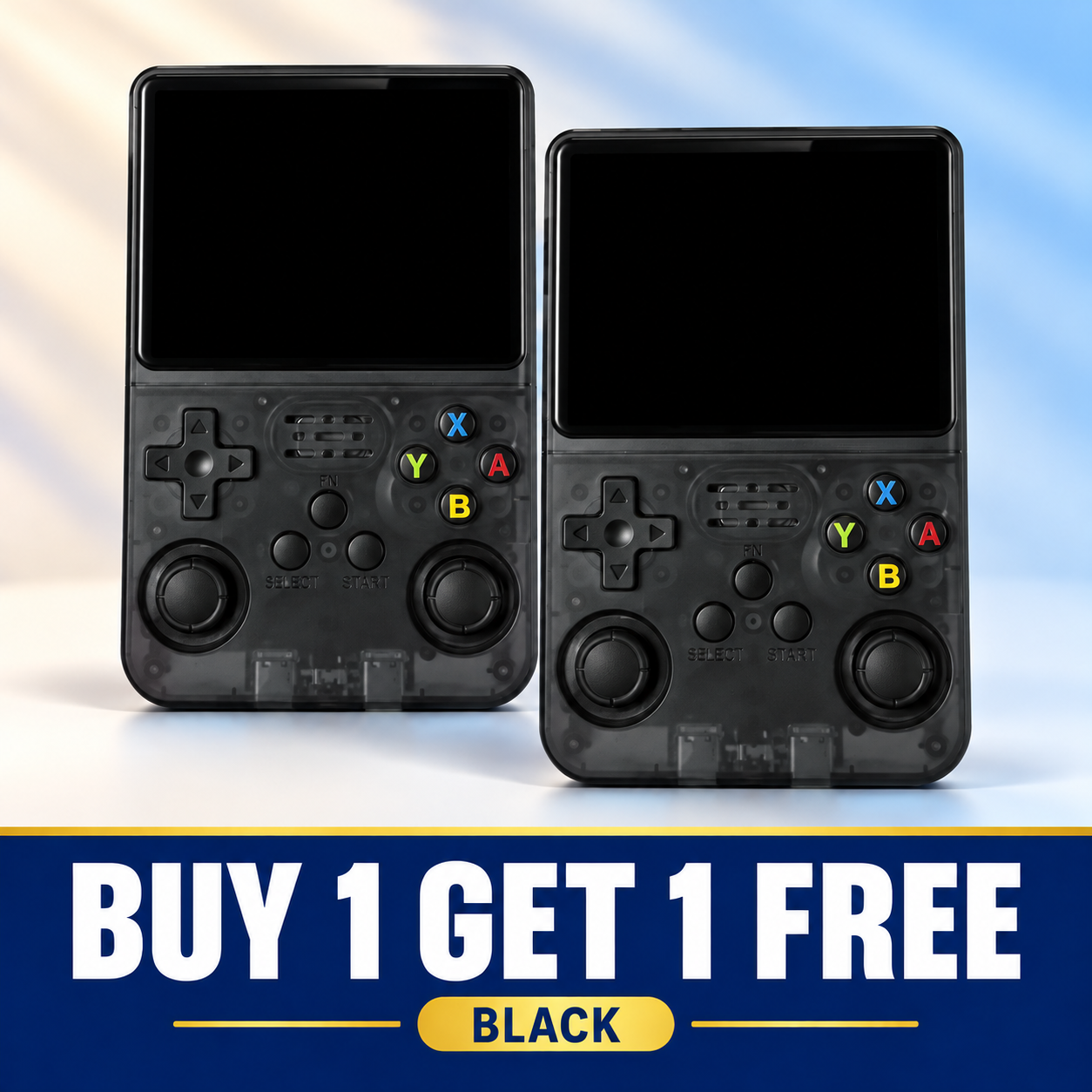 Black handheld console buy one get one free