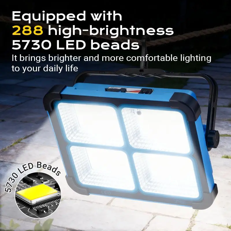 Solar Rechargeable LED Work Light with Adjustable Stand illuminated LED array