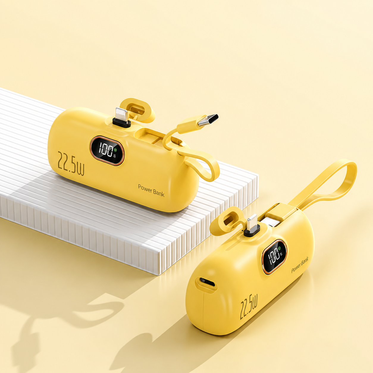 5000mAh Mini Portable Charger with 22.5W Fast Charging - Yellow